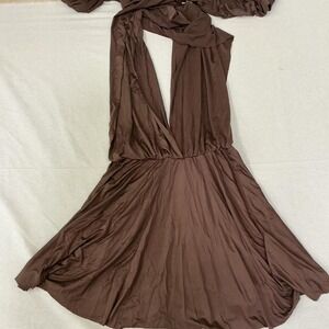 O.Bianca chocolate brown mini dress